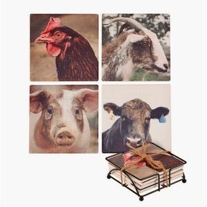 Drink Coasters 4 Farmhouse Animals 4x4 Homestead Collection Primitives by Kathy